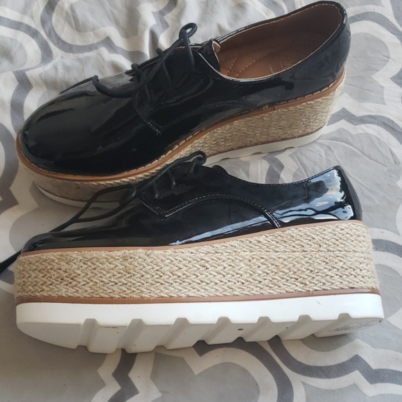 Black chunky Platform Lace Up Brogues - Picture 4 of 4